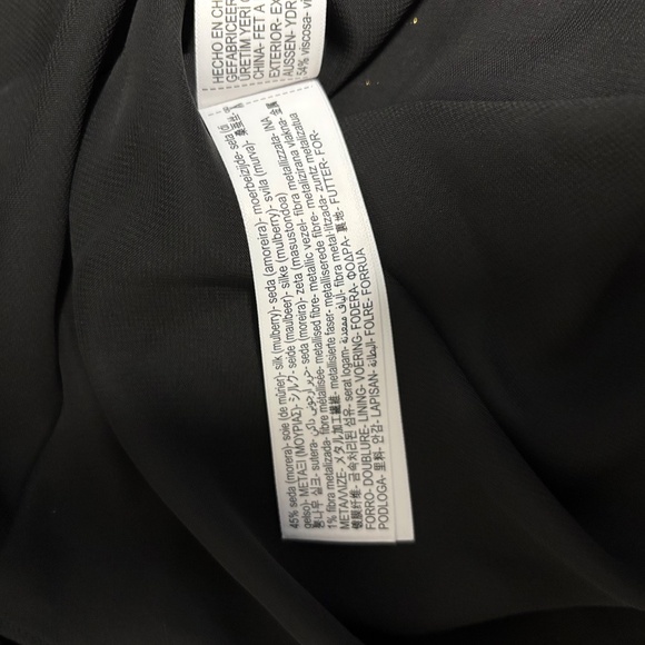 Massimo Dutti | Women's Black Sheer Metallic Striped Dress - Picture 10 of 11